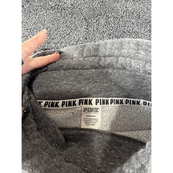 Victoria’s Secret PINK Hoodie Womens Large Gray Pullover Graphic Sweatshirt - Picture 3 of 5